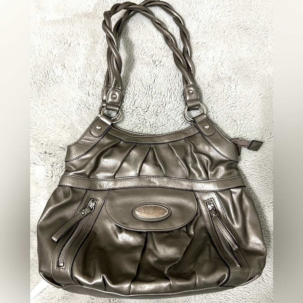 Pewter Color Faux Leather Handbag by STRADA